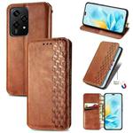 For Honor 200 Lite Global Cubic Grid Pressed Magnetic Leather Phone Case(Brown)