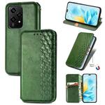 For Honor 200 Lite Global Cubic Grid Pressed Magnetic Leather Phone Case(Green)