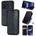 For Xiaomi 13T / 13T Pro Cubic Grid Pressed Magnetic Leather Phone Case(Black)