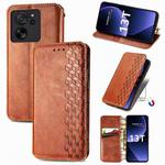 For Xiaomi 13T / 13T Pro Cubic Grid Pressed Magnetic Leather Phone Case(Brown)