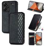 ForXiaomi Redmi Note 13 Pro+ Cubic Grid Pressed Magnetic Leather Phone Case(Black)