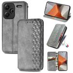 ForXiaomi Redmi Note 13 Pro+ Cubic Grid Pressed Magnetic Leather Phone Case(Grey)