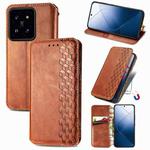 For Xiaomi 14 Pro Cubic Grid Pressed Magnetic Leather Phone Case(Brown)