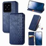 For Xiaomi 14 Pro Cubic Grid Pressed Magnetic Leather Phone Case(Blue)