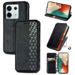 For Xiaomi Redmi Note 13 Pro Cubic Grid Pressed Magnetic Leather Phone Case(Black)