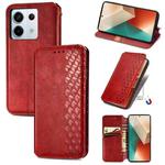 For Xiaomi Redmi Note 13 Pro Cubic Grid Pressed Magnetic Leather Phone Case(Red)