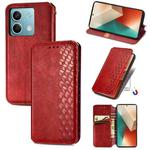 For Xiaomi Redmi Note 13 Cubic Grid Pressed Magnetic Leather Phone Case(Red)