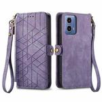 For Motorola Moto G34 5G Geometric Zipper Wallet Side Buckle Leather Phone Case(Purple)