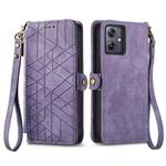 For Motorola  Moto G54 5G Geometric Zipper Wallet Side Buckle Leather Phone Case(Purple)