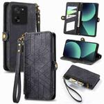 For Xiaomi 13T / 13T Pro Geometric Zipper Wallet Side Buckle Leather Phone Case(Black)