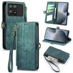 For Xiaomi Redmi K70E Geometric Zipper Wallet Side Buckle Leather Phone Case(Green)