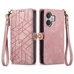 For Xiaomi Redmi 13C 5G Geometric Zipper Wallet Side Buckle Leather Phone Case(Pink)