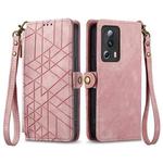 For Xiaomi 13 lite Geometric Zipper Wallet Side Buckle Leather Phone Case(Pink)
