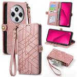 For Xiaomi Redmi 14C Geometric Zipper Wallet Side Buckle Leather Phone Case(Pink)
