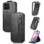 For Honor X6a Zipper Wallet Vertical Flip Leather Phone Case(Black)
