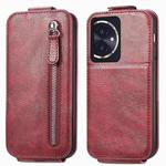 For Honor 100 5G Zipper Wallet Vertical Flip Leather Phone Case(Red)