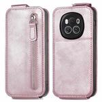 For Honor Magic6 Zipper Wallet Vertical Flip Leather Phone Case(Pink)