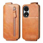 For Honor X7b Zipper Wallet Vertical Flip Leather Phone Case(Brown)