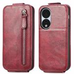 For Honor X7b Zipper Wallet Vertical Flip Leather Phone Case(Red)