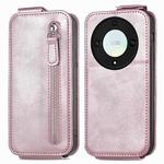 For Honor X40 5G Zipper Wallet Vertical Flip Leather Phone Case(Pink)