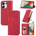 For Xiaomi Redmi Note 13 4G Retro Skin Feel Magnetic Flip Leather Phone Case(Red)