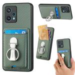 For Realme 9 Pro+ Carbon Fiber Card Wallet Ring Holder Phone Case(Green)