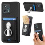 For Realme 9 Pro+ Carbon Fiber Card Wallet Ring Holder Phone Case(Black)