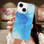 For iPhone 14 Plus Ink Smudged Glitter TPU Phone Case(Blue)