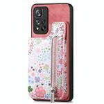 For Redmi Note 13 5G Retro Painted Zipper Wallet Back Phone Case(Pink)