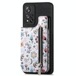 For Redmi Note 12 4G Retro Painted Zipper Wallet Back Phone Case(Black)