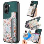For Xiaomi Poco X7 Pro Retro Painted Zipper Wallet Back Phone Case(Green)