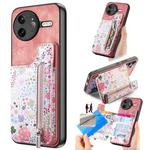 For Redmi K80 Pro / Poco F7 Ultra Retro Painted Zipper Wallet Back Phone Case(Pink)