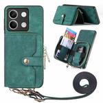 For Xiaomi Redmi Note 13 Crossbody Multi-function Zipper Wallet Phone Case(Green)