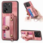 For Xiaomi 13T / 13T Pro Retro Cross Wristband Wallet Leather Back Phone Case(Pink)