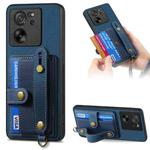 For Xiaomi 13T / 13T Pro Retro Cross Wristband Wallet Leather Back Phone Case(Blue)