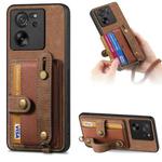 For Xiaomi 13T / 13T Pro Retro Cross Wristband Wallet Leather Back Phone Case(Brown)
