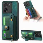 For Xiaomi 13T / 13T Pro Retro Cross Wristband Wallet Leather Back Phone Case(Green)