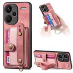 For Xiaomi Redmi Note 13 Pro+ Retro Cross Wristband Wallet Leather Back Phone Case(Pink)