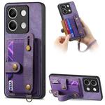 For Xiaomi Redmi Note 13 Retro Cross Wristband Wallet Leather Back Phone Case(Purple)