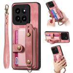 For Xiaomi 14 Retro Cross Wristband Wallet Leather Back Phone Case(Pink)