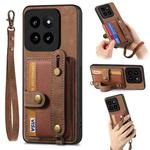 For Xiaomi 14 Pro Retro Cross Wristband Wallet Leather Back Phone Case(Brown)