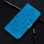 Mandala Embossing Pattern Horizontal Flip Leather Case for Samsung Galaxy A20 & A30, with Holder & Card Slots & Wallet & Photo Frame &  Lanyard(Blue)