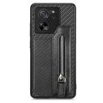 For Xiaomi 13T / 13T Pro Carbon Fiber Flip Zipper Wallet Phone Case(Black)