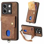 For Xiaomi Redmi Note 13 5G Retro Card Wallet Fold Leather Phone Case with Strap(Brown)