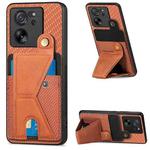 For Xiaomi 13T / 13T Pro Carbon Fiber Wallet Flip Card K-shaped Holder Phone Case(Brown)