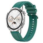 For Huawei Watch GT4 46mm Tire Pattern Silver Buckle Silicone Watch Band(Dark Green)