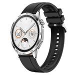 For Huawei Watch GT4 46mm Tire Pattern Silver Buckle Silicone Watch Band(Black)