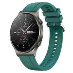 For Huawei Watch GT2 Pro / GT 2e / GT2 46mm Tire Pattern Silver Buckle Silicone Watch Band(Dark Green)