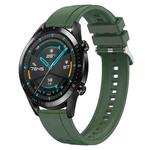 For Huawei Watch GT 42mm / 46mm Tire Pattern Silver Buckle Silicone Watch Band(Hu Yang Green)