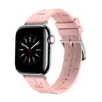 For Apple Watch SE 2023 44mm H Texture Soft Silicone Buckle Watch Band(Light Pink)